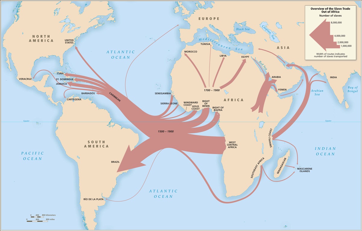 Mapa geral do tráfico transatlântico